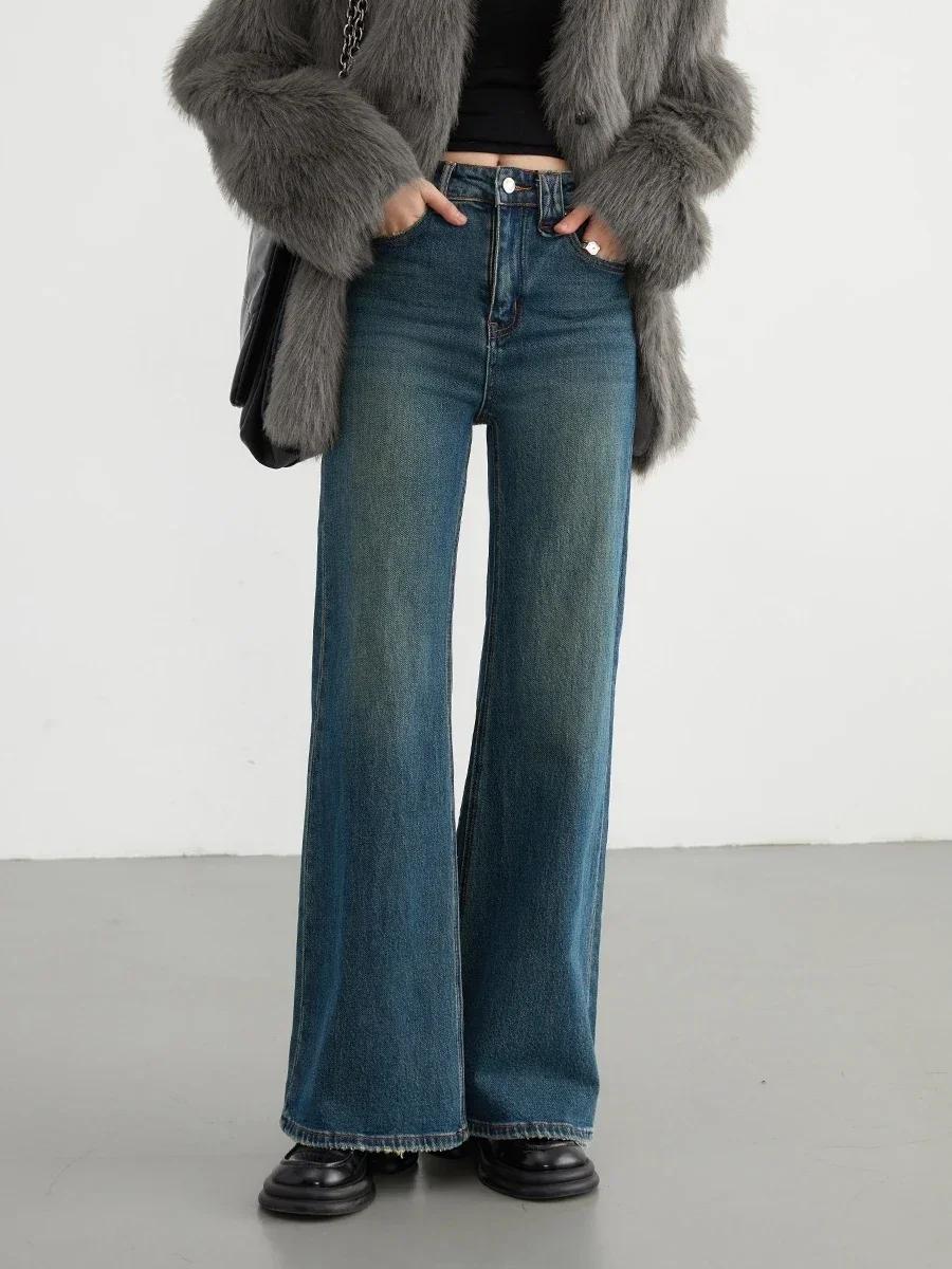 CHIC VEN-Jean évasé taille haute pour femme, pantalon en denim, pantalon en fer à cheval, micro élas