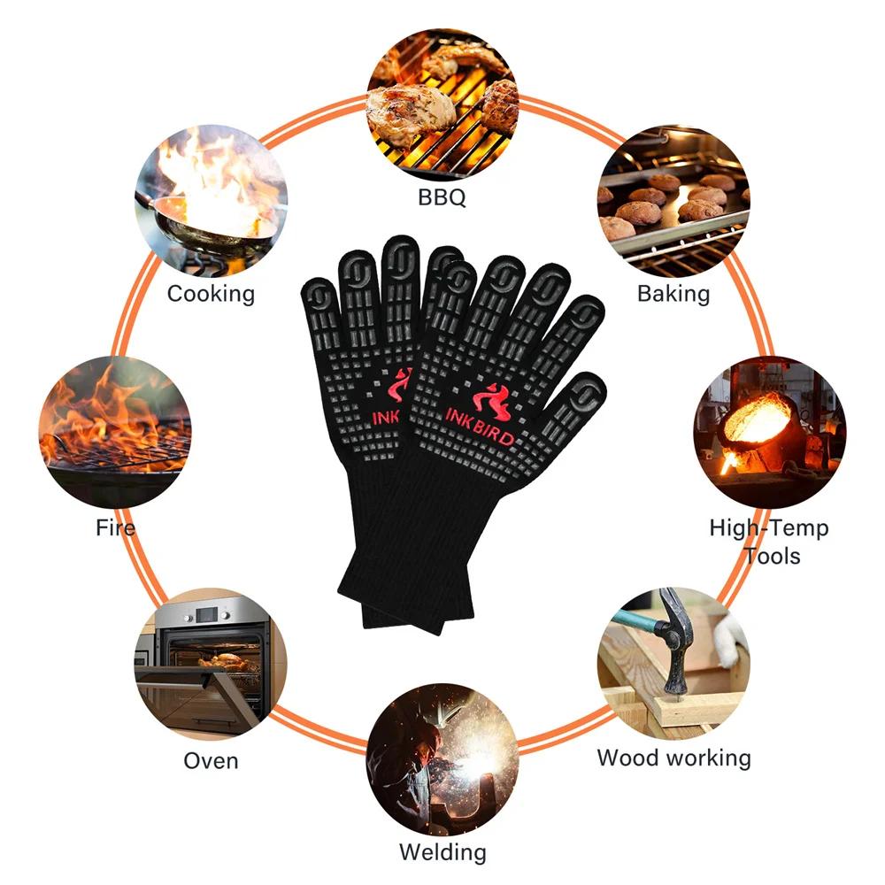 INKBIRD Gants chauds pour barbecue de 14 pouces 1472 ℉   Gant de grill résistant à la chaleur extrêm
