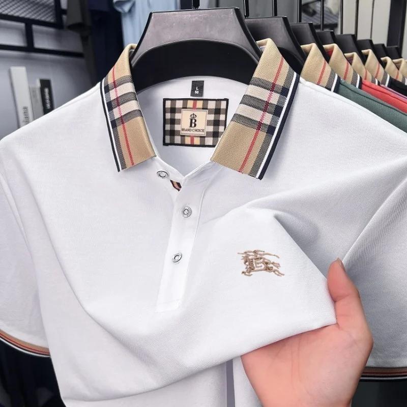 Luxe marque soie coton manches courtes polo shirt mode Paul pony broderie hommes t - shirt été confo