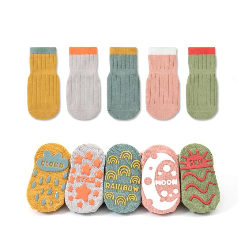 5 paires de chaussettes de sol en tricot mignonnes et décontractées, chaussettes en coton doux et co