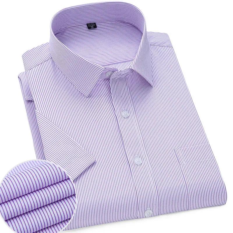 Été 7XL grande taille hommes haut de gamme rayé chemise à manches courtes affaires mince social déco