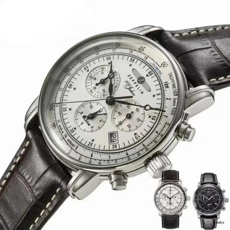 Nouvelle montre-bracelet automatique Zeppelin 2026 avec date, chronographe à trois aiguilles, multif