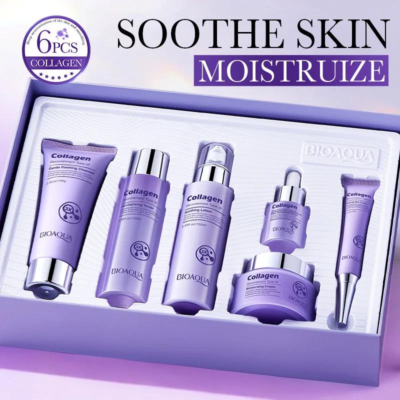 Soins de la peau Anti-rides, ensemble de Six pièces au collagène, Anti-âge et raffermissant, y compr