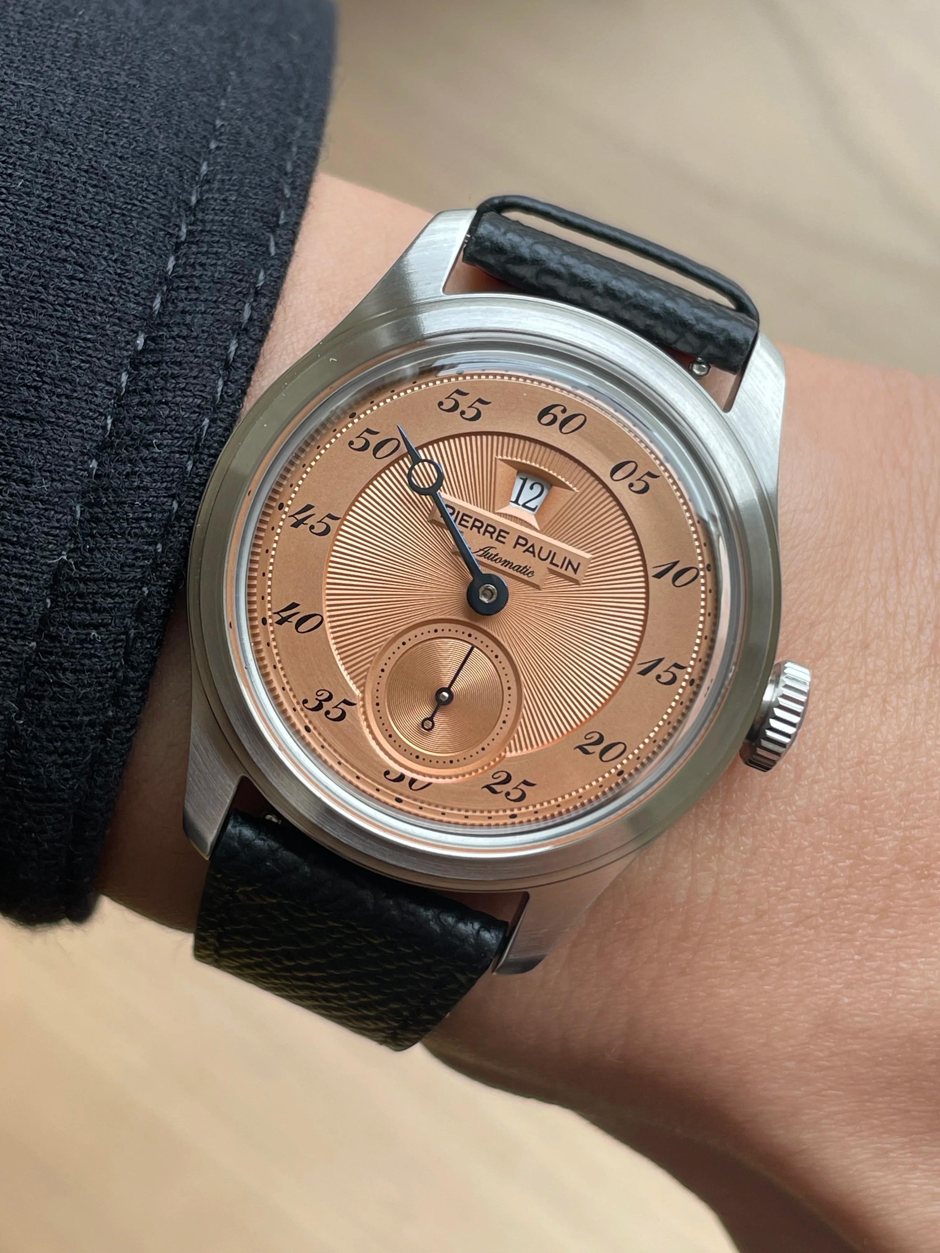 Spot marchandises nouveau Pierre Paulin Jumping Hour hommes montre saumon cadran automatique St17 mo