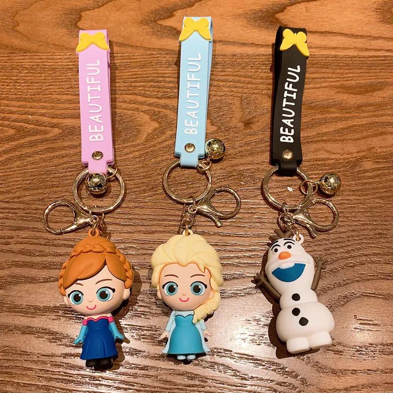 Porte-clés de dessin animé Disney pour enfants, figurine d'anime, Elsa congelée, Anna, OlPG, porte-c