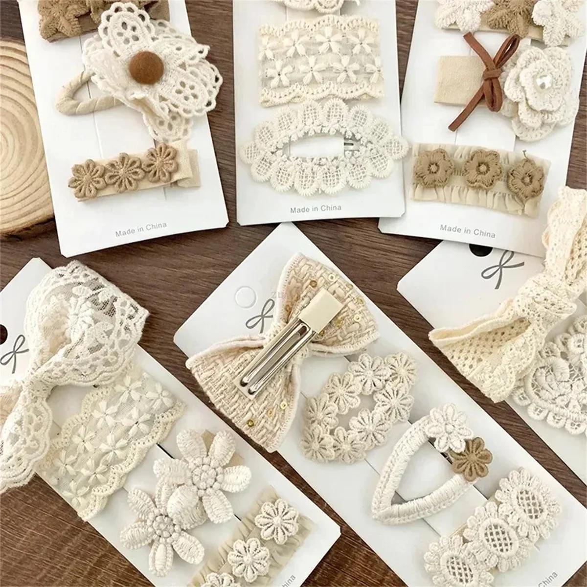 Épingle à cheveux brodée de fleurs pour bébé fille, 4 pièces/ensemble, pinces à cheveux BB douces, B