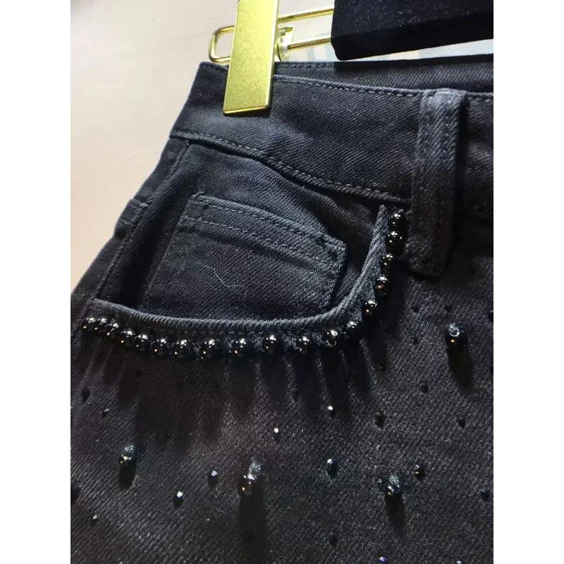 Nouveau été Denim Patchwork crochet fleur dentelle creuse jambe droite jambe large pantalon décontra