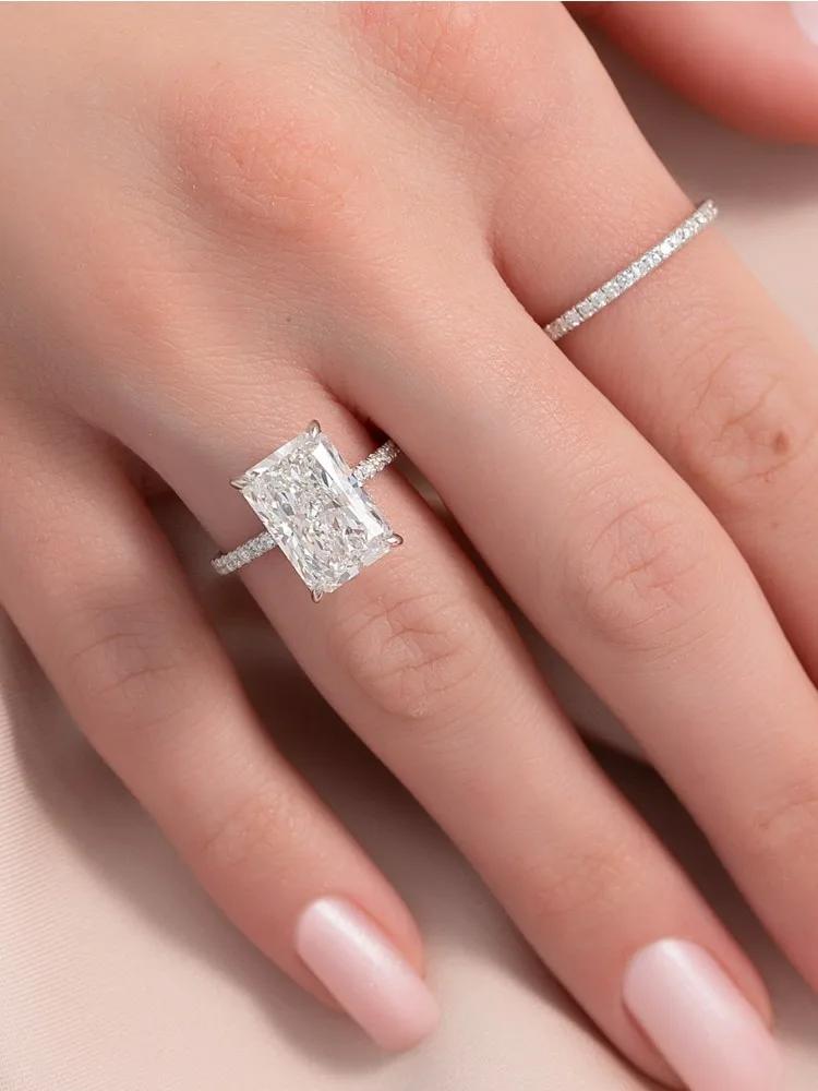 DWJ 2-5CT magnifique bague rectangulaire en Zircon en argent Sterling 925 pour les femmes anniversai