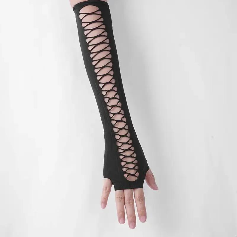 Europe USA gants en dentelle Sexy maille sans doigts étiquette amusante discothèque danse Dot Long C