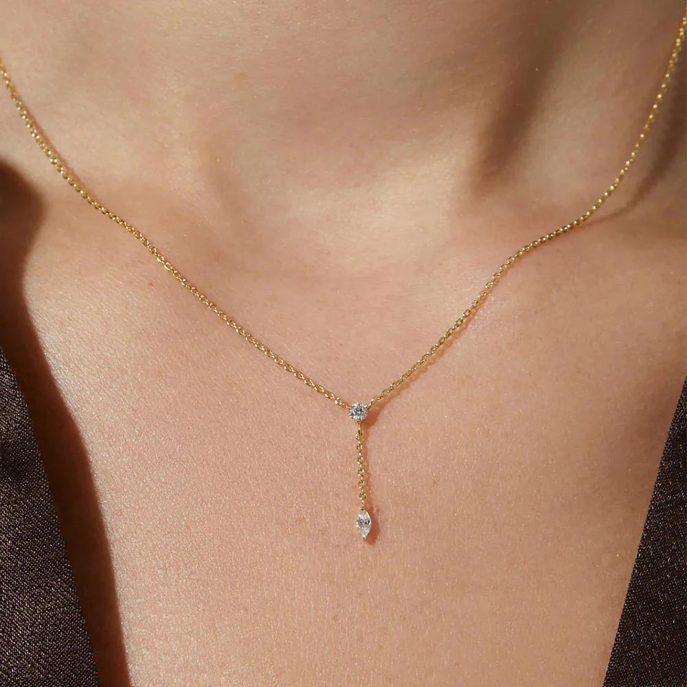 Aide – collier élégant en argent Sterling 925 en forme de Y pour femmes, longue chaîne avec pompon g