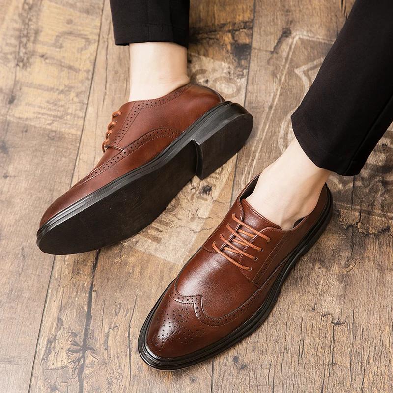 Chaussures en cuir formelles pour hommes, chaussures de bureau et de soirée, chaussures classiques b