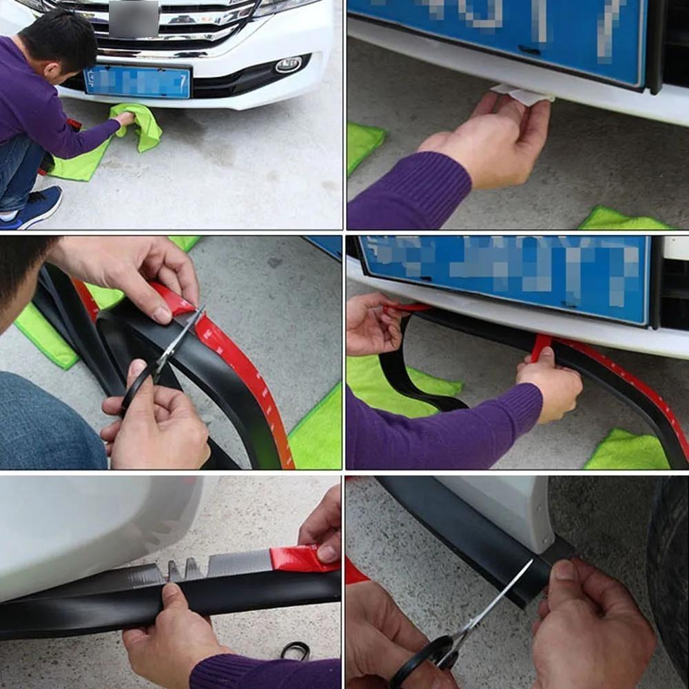 Lèvre de pare-choc avant de voiture en Fiber de carbone, protection universelle en caoutchouc, bande