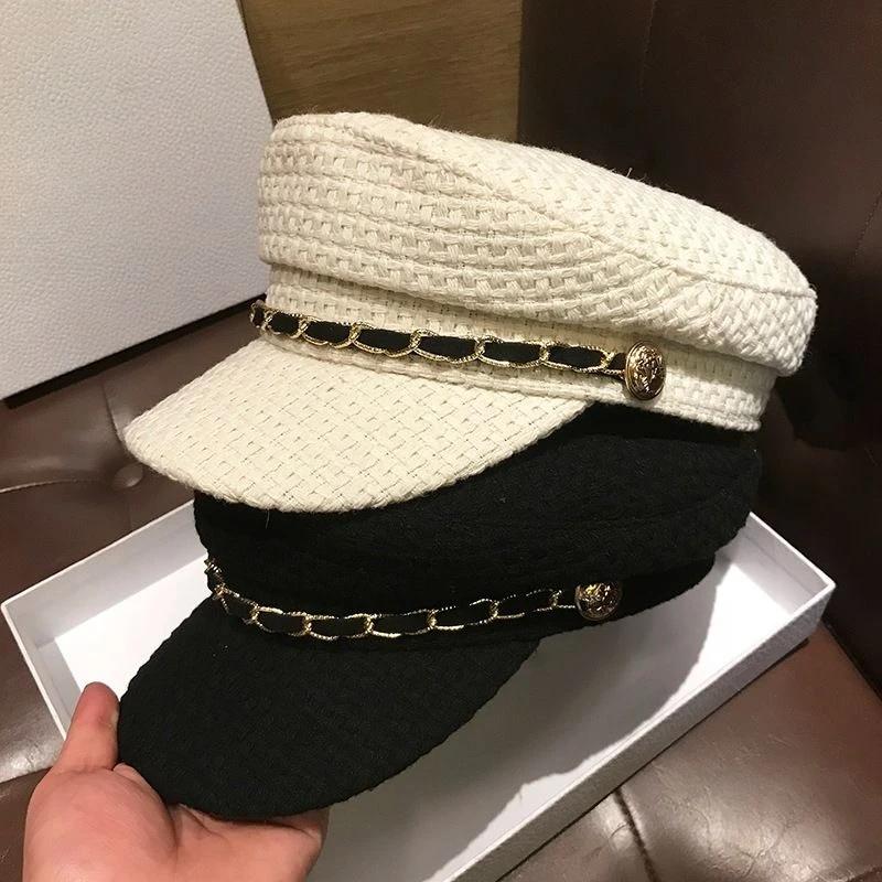 Béret de Style britannique pour femmes, casquette à bec de canard, casquette plate octogonale tendan