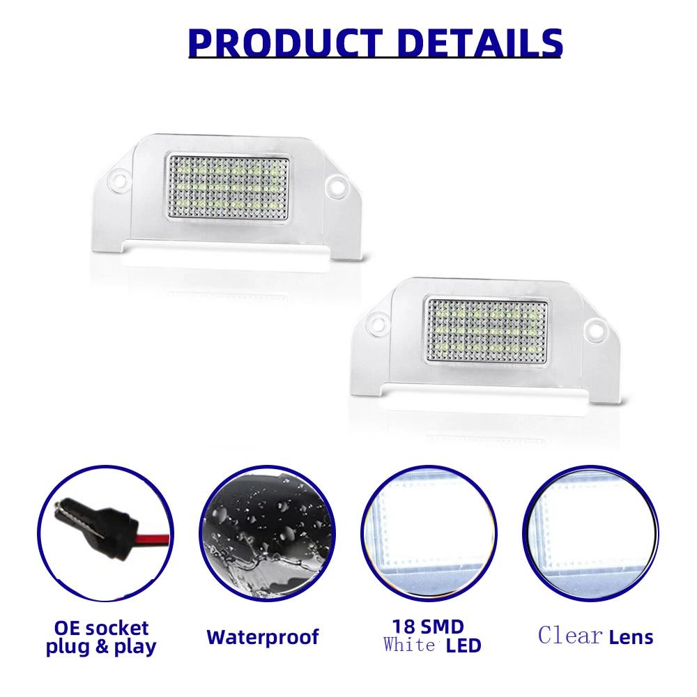 Ensemble d'éclairage de plaque d'immatriculation LED SMD complet, blanc pur, LH + RH pour 05-14, fus