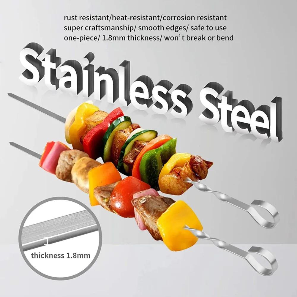 Bâton de rôti réutilisable pour barbecue, fourcommuniste plates en acier inoxydable, gadgets de piqu