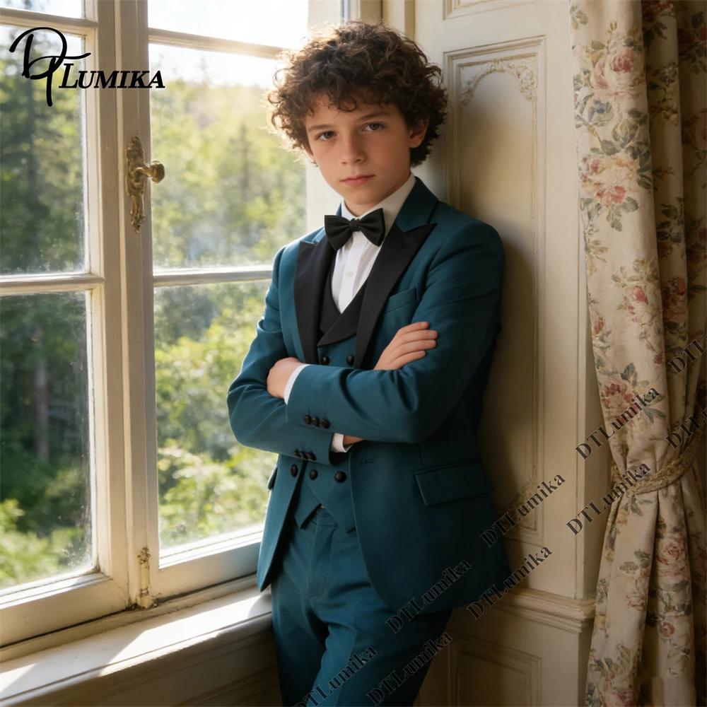 Costume de Cérémonie pour Enfants Livraison Rapide 4 Pièces (Veste, Gilet, Pantalon, Nœud Papillon) 