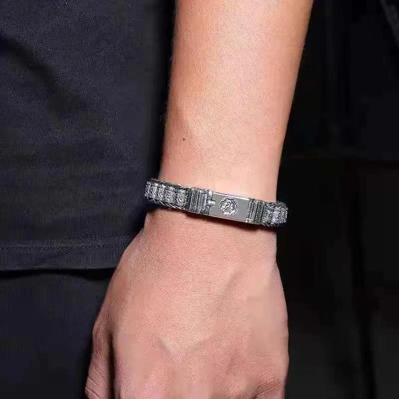 Bracelet en argent sterling 925, bracelet vintage pour homme et femme, bijoux de mode simples pour f