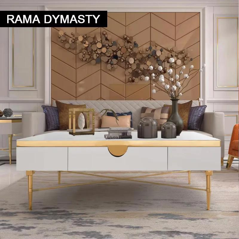 Table basse marocaine en acier inoxydable, nouveau, classique, postmoderne, carrée, table à thé pour