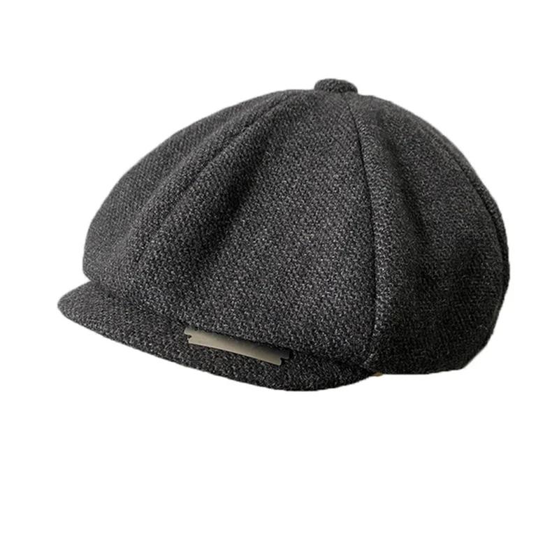 Casquettes de journal avec lame mode hommes laine mélange casquette plate Peaky chapeau conduite cha