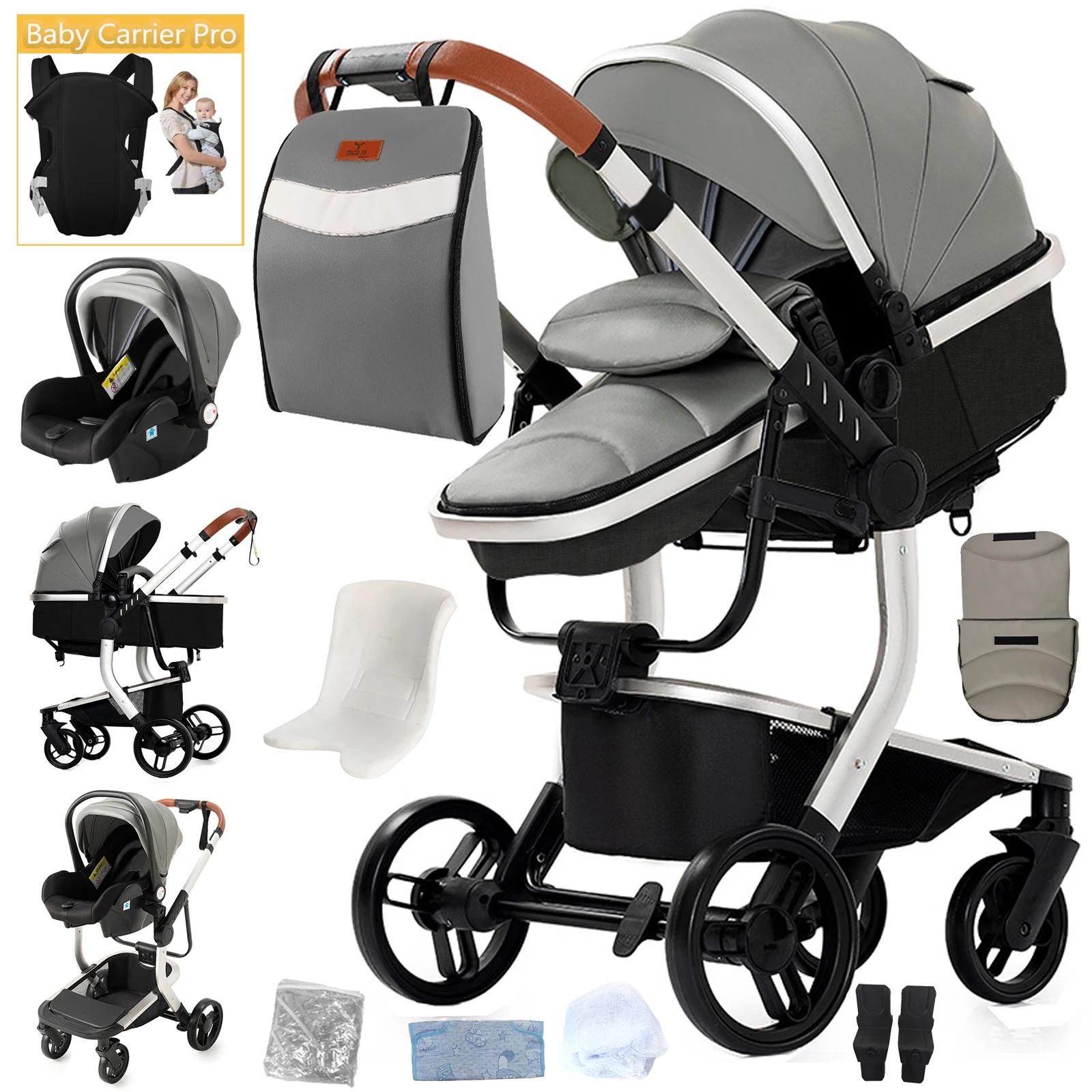 Poussette bébé 3 en 1, poussette légère pliable avec accessoires, poussette, landau, siège auto bébé