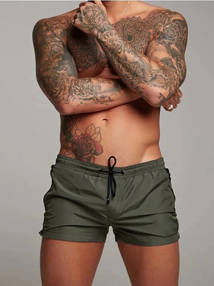 Maillot de bain pour hommes avec poches zippées, doublure en maille, short de plage d'été, séchage r