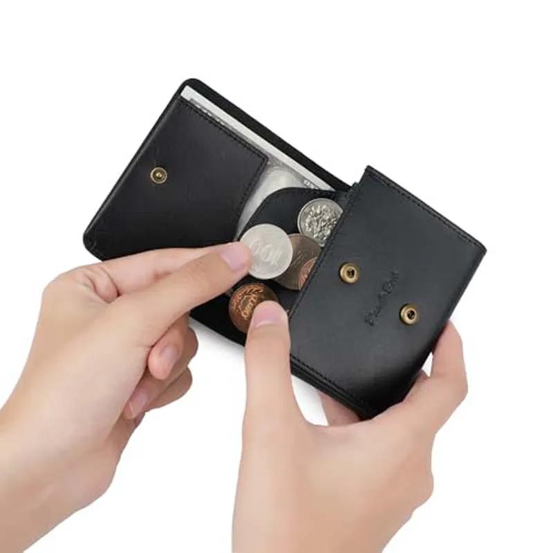 Petit portefeuille Portable pour hommes en cuir de Grain fin, Mini portefeuille Vintage en cuir véri