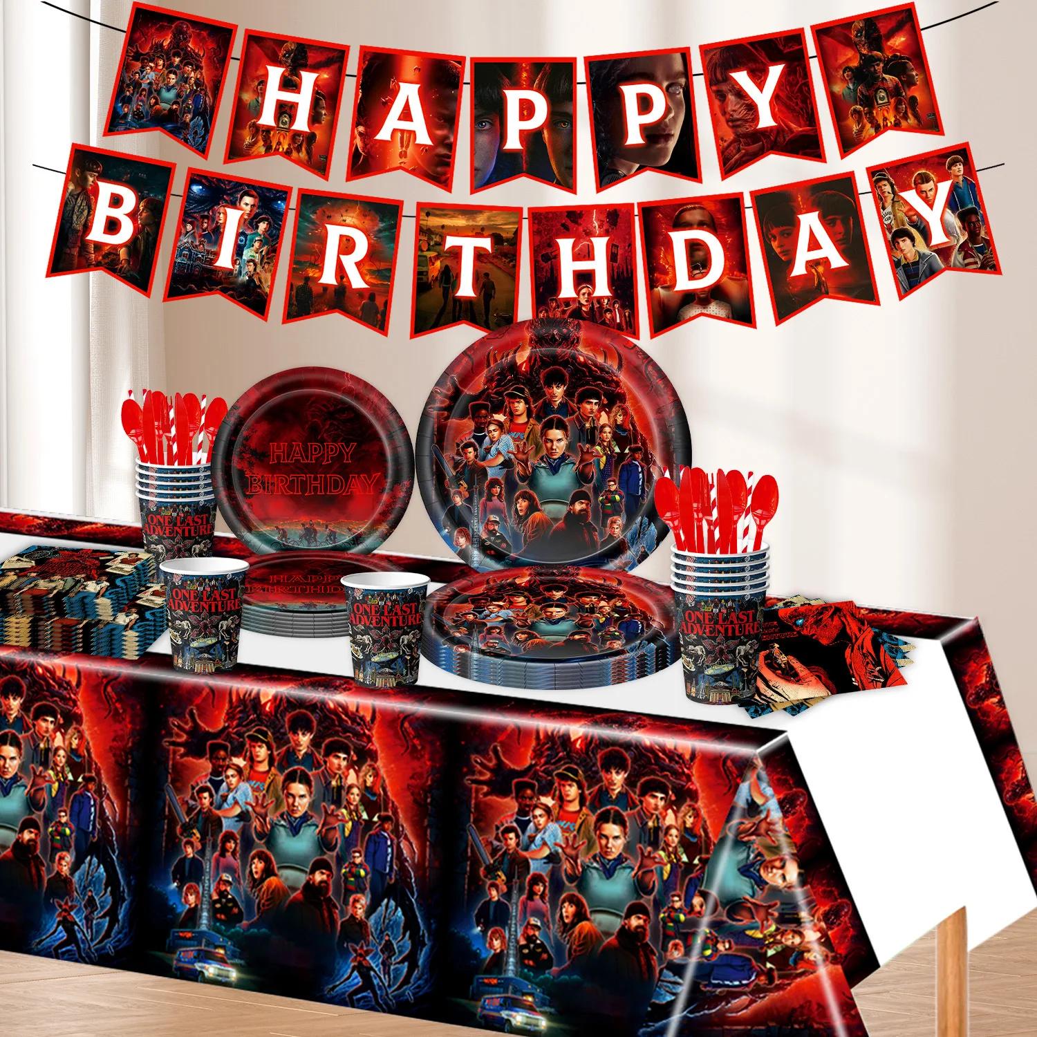 Décorations de ballons pour fête d'anniversaire, assiettes jetables, nappes, cadeaux pour enfants, f