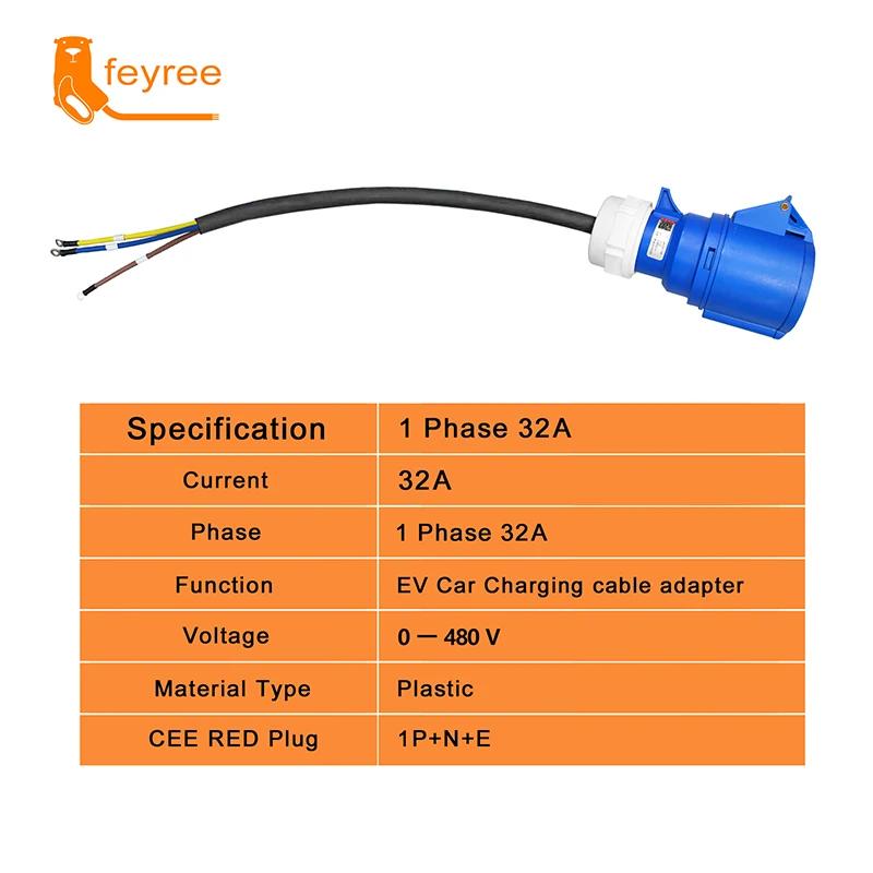 Feyree EV chargeur prise femelle CEE adaptateur 3 broches connexion étanche prise murale 32A 1 Phase
