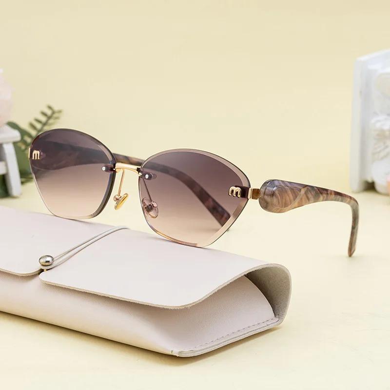 2025 nouvelles lunettes De soleil œil De chat femmes hommes mode sans monture polygone lunettes De s