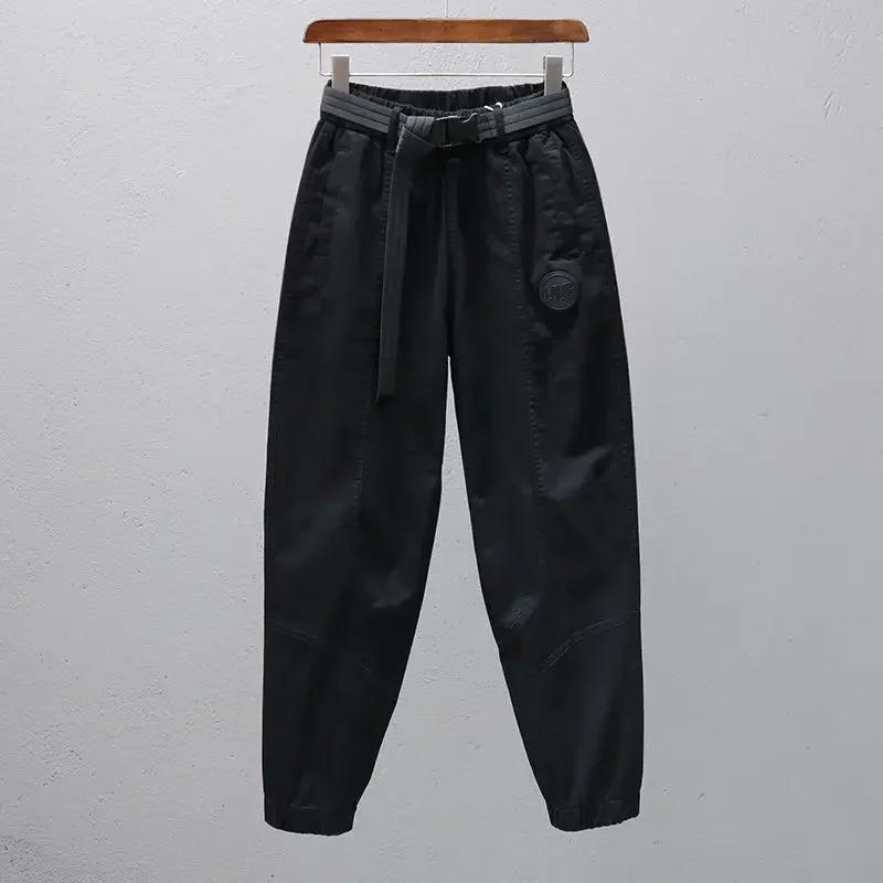 Pantalon blanc pour femmes avec ceinture élastique, jogging ample et décontracté, Leggings longueur 