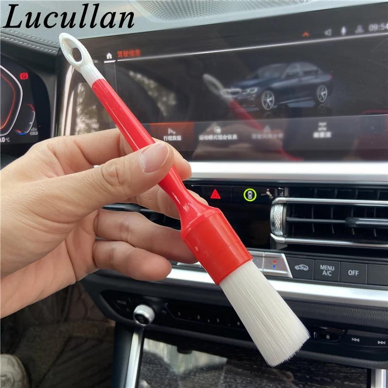 Lucullan – brosses de détail de voiture à manche rouge, ensemble de 5 pièces, cheveux doux, Accessoi
