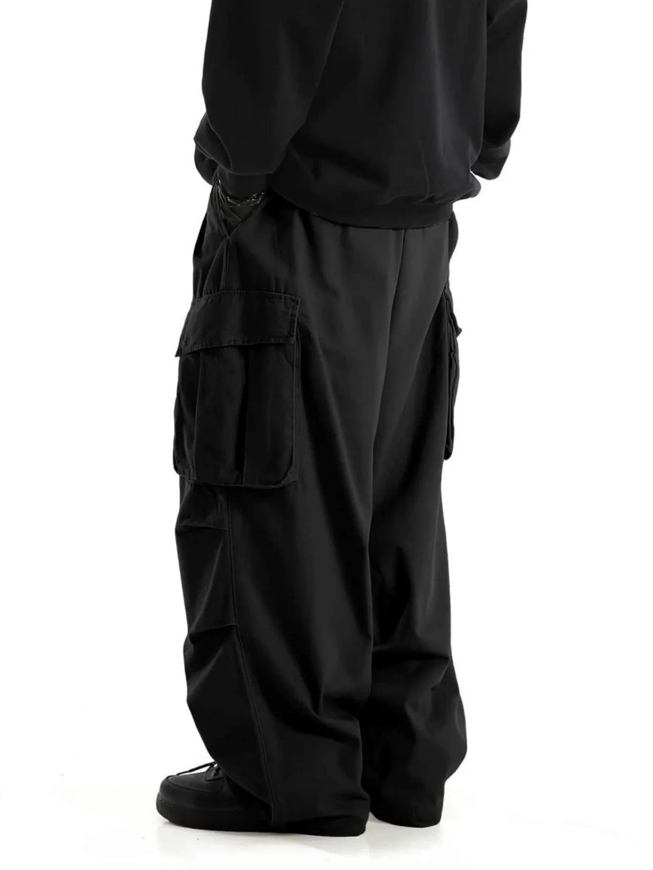 Pantalons de travail pour hommes grande taille, jambes larges, style streetwear, pantalons cargo ten