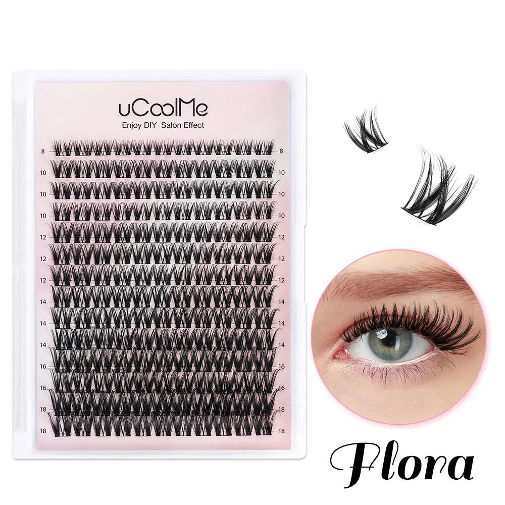 UCoolMe bricolage Extension de cils flore 0.05mm D Curl fait à la main 8-18mm naturel large portée v