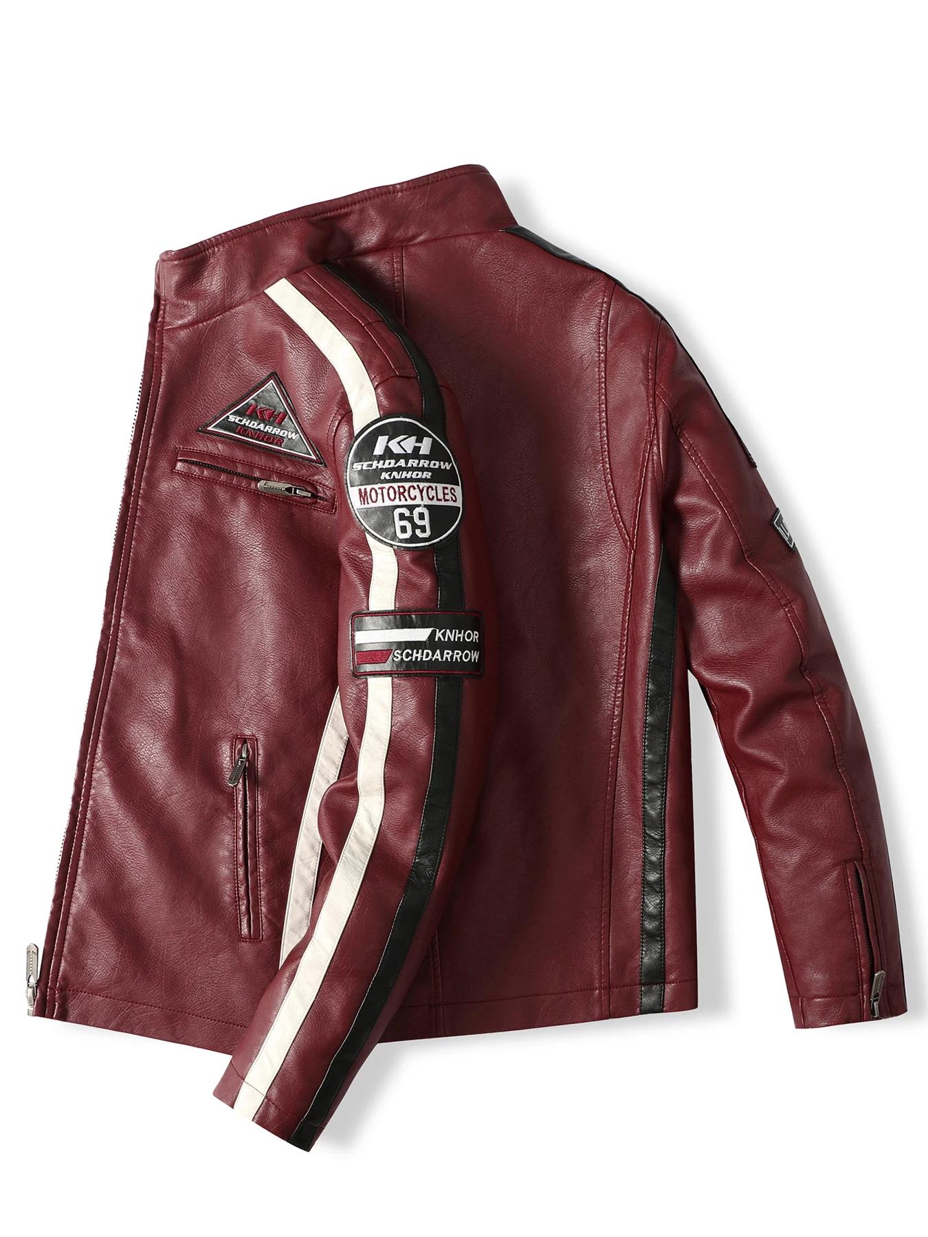 Combinaison de course de moto pour hommes, veste de couleur avec étiquette en cuir PU