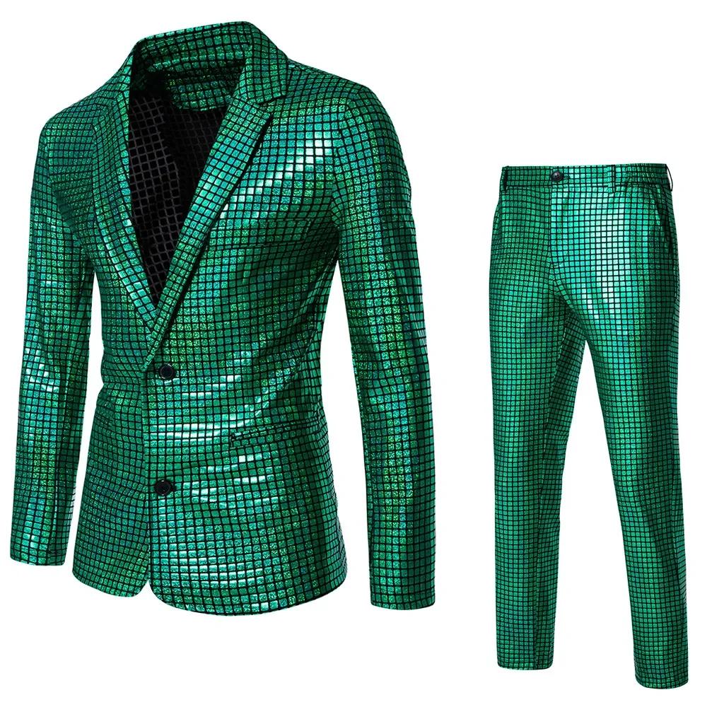 À la mode nouveaux hommes paillettes marquage à chaud costume Disco Cosplay fête scène discothèque b