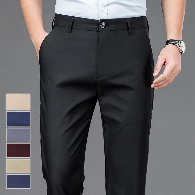 Pantalon homme Stretch solide noir intelligent décontracté pantalon homme bureau séchage rapide cost