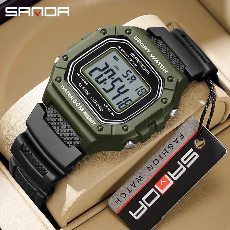 SANDA 2156 mode hommes montre militaire résistant à l'eau Sport montres armée grand cadran Led montr