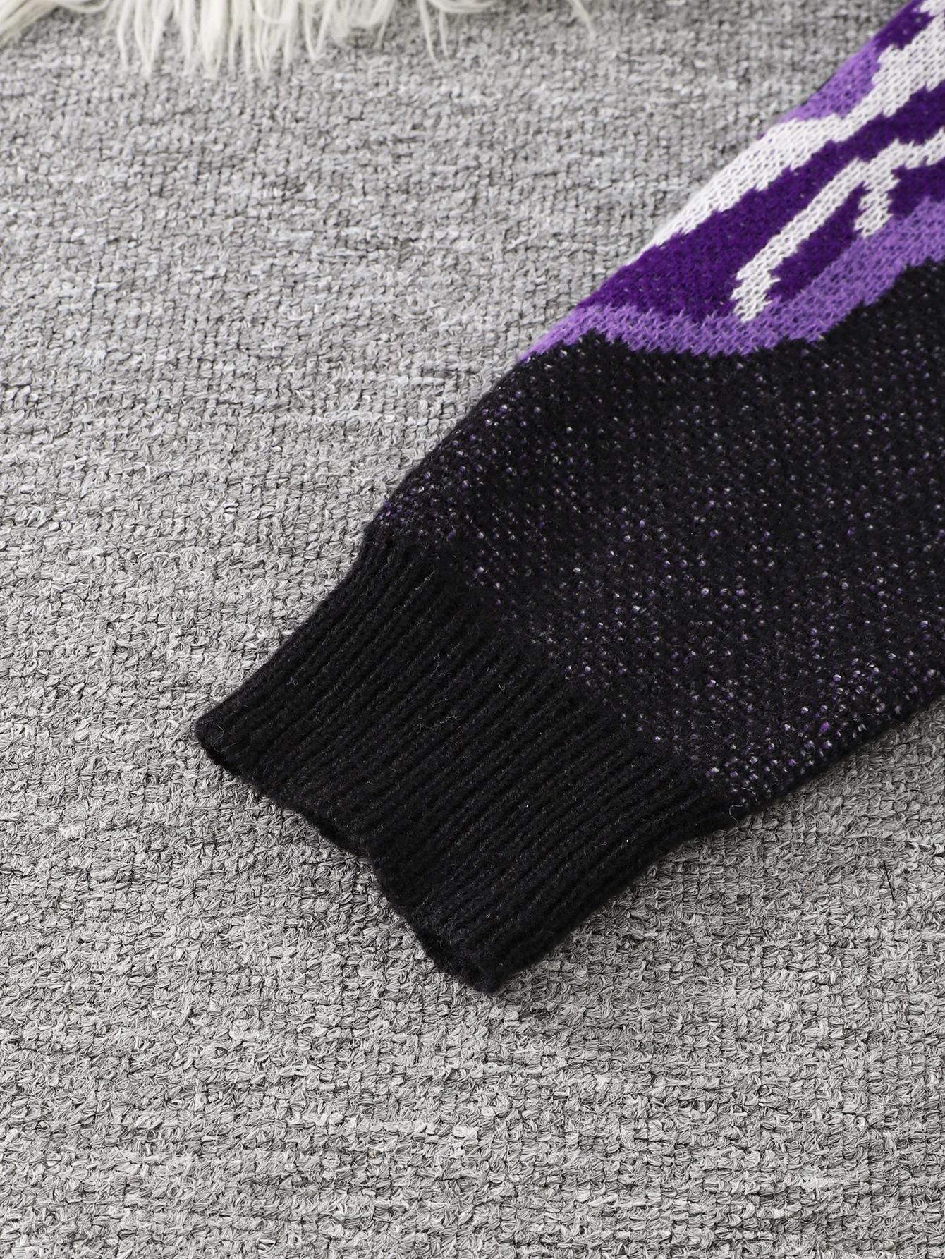 Nouveau populaire printemps et automne en forme d'os papillon Jacquard motif pull pull décontracté c