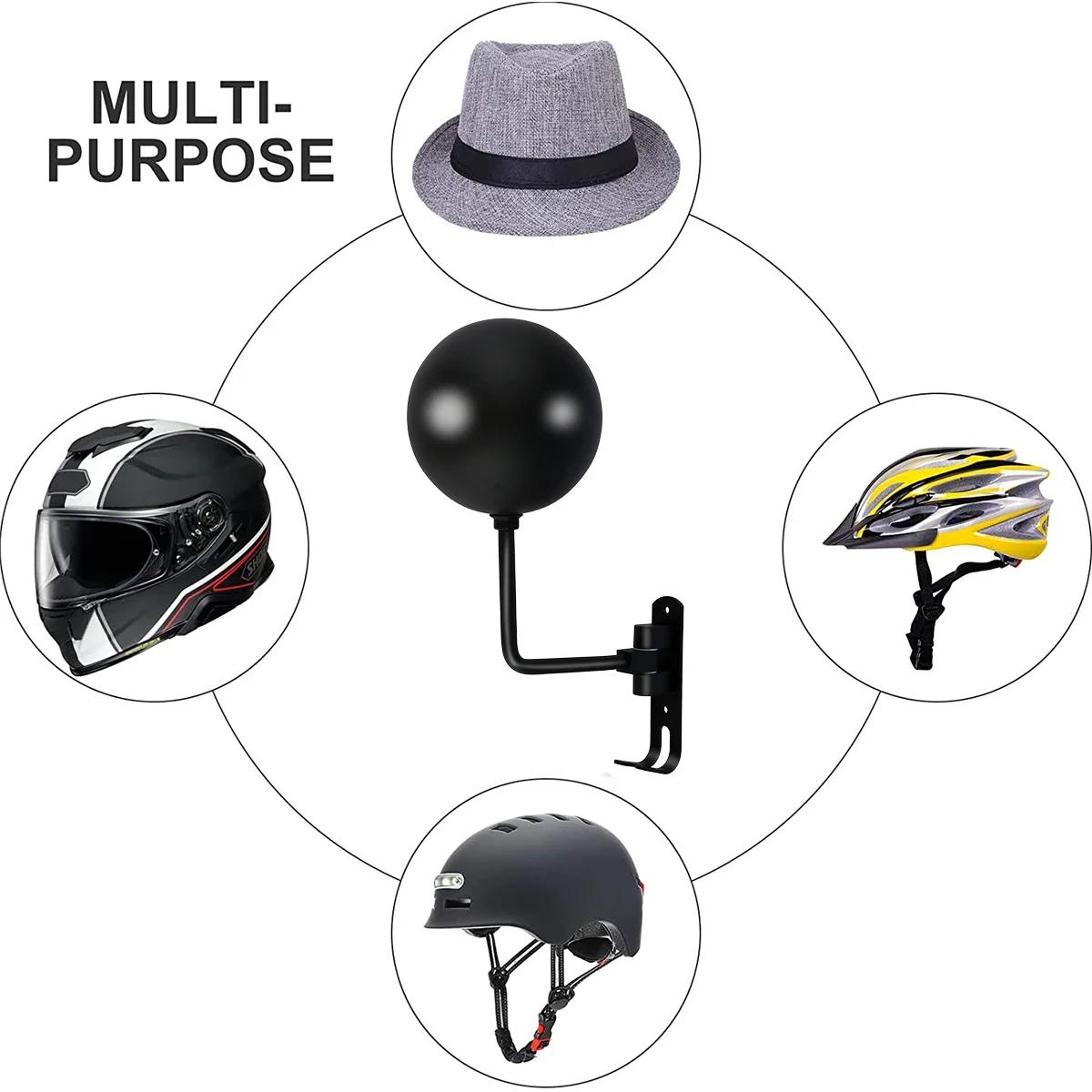 Porte-casque de moto Montage mural Rotation à 180 degrés Métal Casque de vélo Support de montage Cas