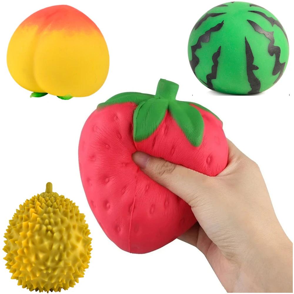 Jouet spongieux doux aux fruits de fraises – Soulagement du stress à montée lente pour enfants et ad