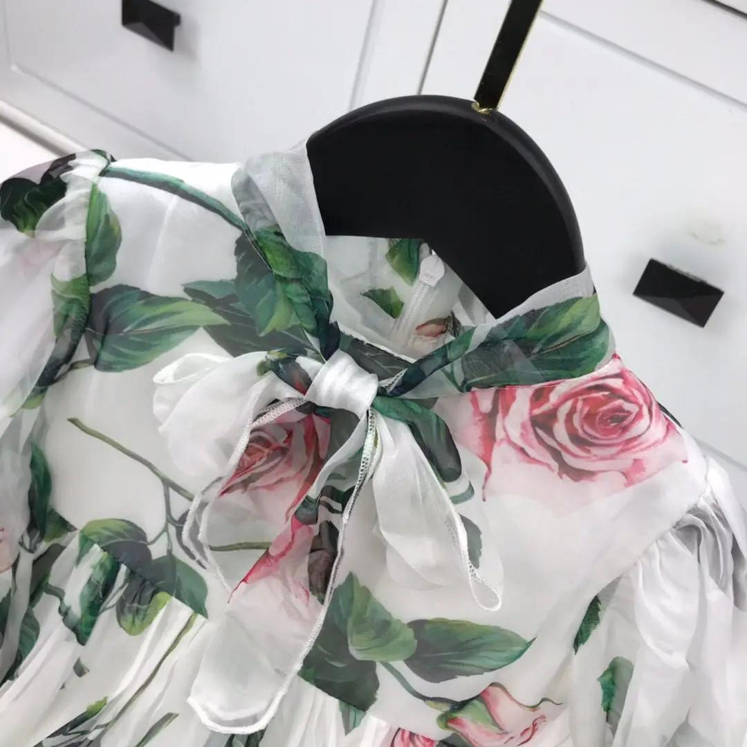 Robe de princesse à fleurs en soie pour enfants, robe de grande fille avec étiquette, simulation de 