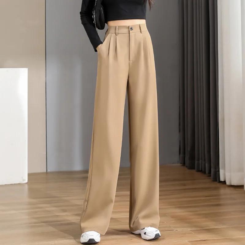 Femmes ample printemps été 2025 nouveau taille haute jambes larges mince pantalon décontracté mode c