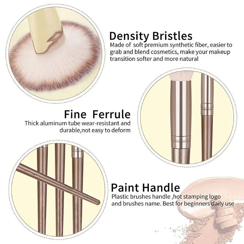Ensemble professionnel de 3 à 20 pinceaux de maquillage doux et moelleux pour fond de teint, fard à 