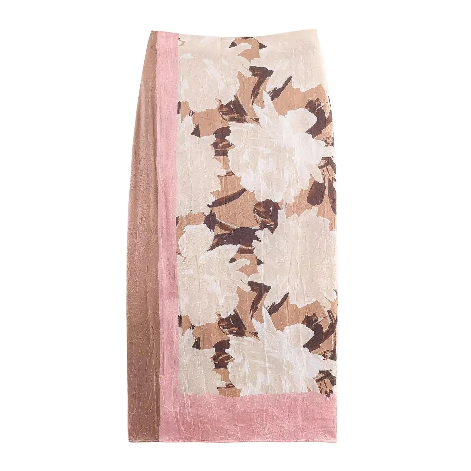 Jupe mi-longue imprimée pour femmes, nouvelle collection automne, effet féminin, rendez-vous, taille