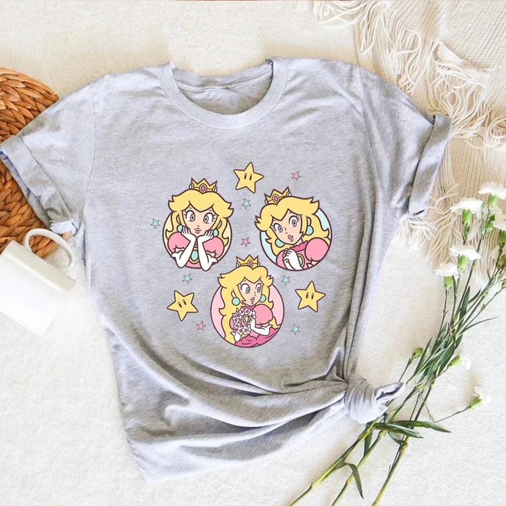 T-shirt princesse rétro Harajuku It's Peach Time, t-shirt graphique pêche, mignon femme, manches cou