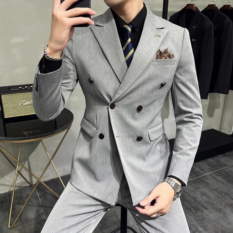 Ensemble 2 pièces pour homme, blazer + pantalon, tenue d'affaires décontractée, moulante, tenue de m