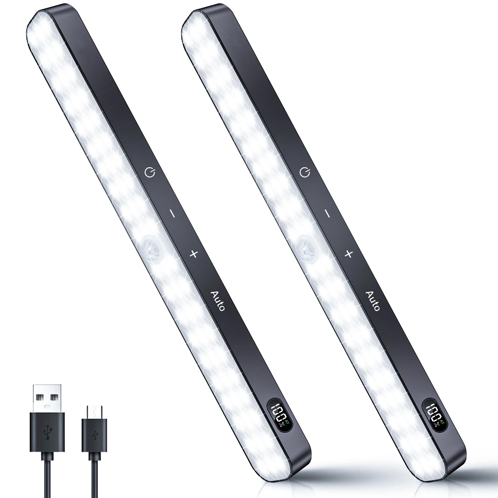 Lumières d'armoire WILLED, affichage de batterie Rechargeable, 60 LED, capteur de mouvement, lumière