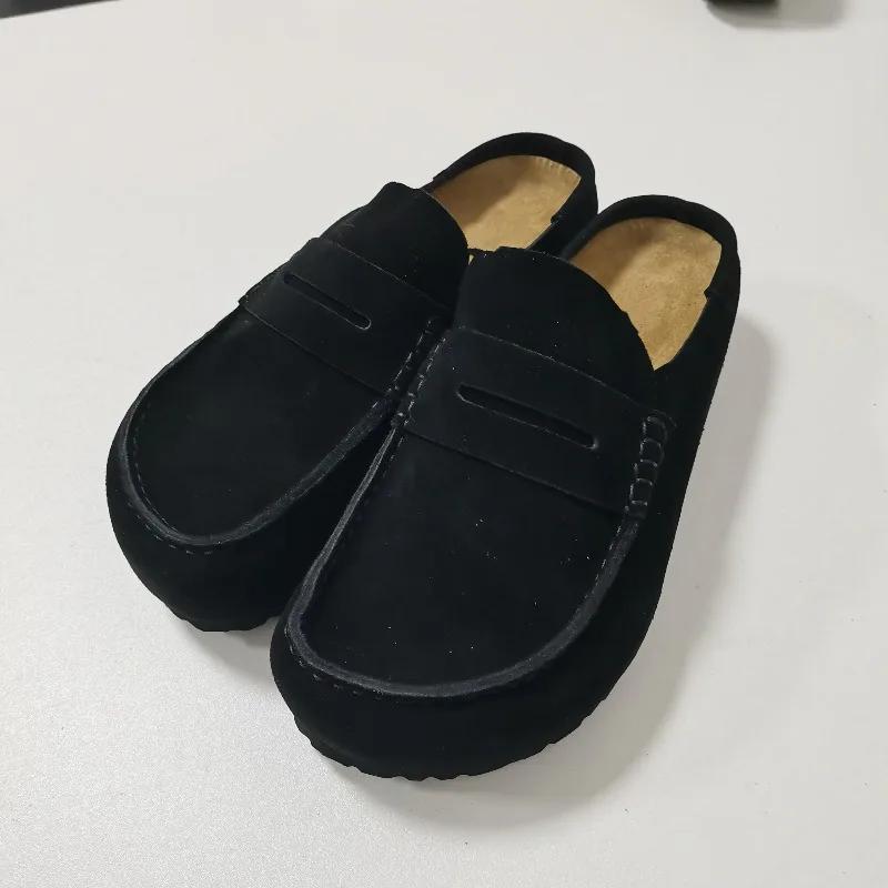 Mocassins confortables à enfiler pour femmes et hommes, chaussures à semelle en liège, bout fermé, e