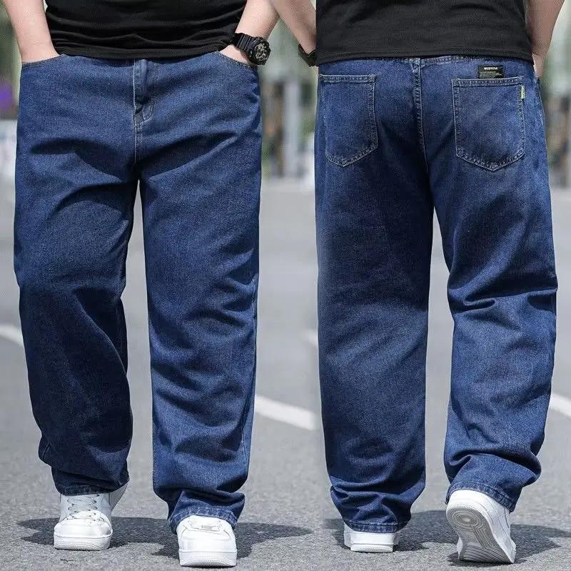 Jean surdimensionné pour homme, pantalon en Denim, grande taille, Baggy Y2k, Cargo noir, jambes larg
