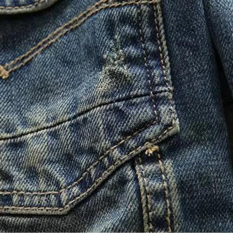 Manteau en jean pour homme, printemps-automne, col rabattu, simple boutonnage, coupe ajustée, bleu d